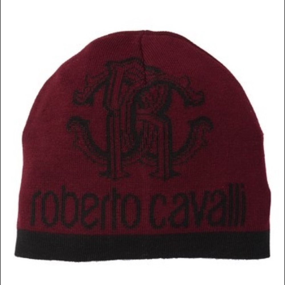 Roberto Cavalli Monogrammed Logo Wool Blend Beanie